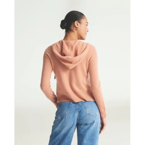 NWT Naadam Signature Cashmere Cropped Zip Up Hoodie in Rosewood Sweater L - Picture 7 of 7